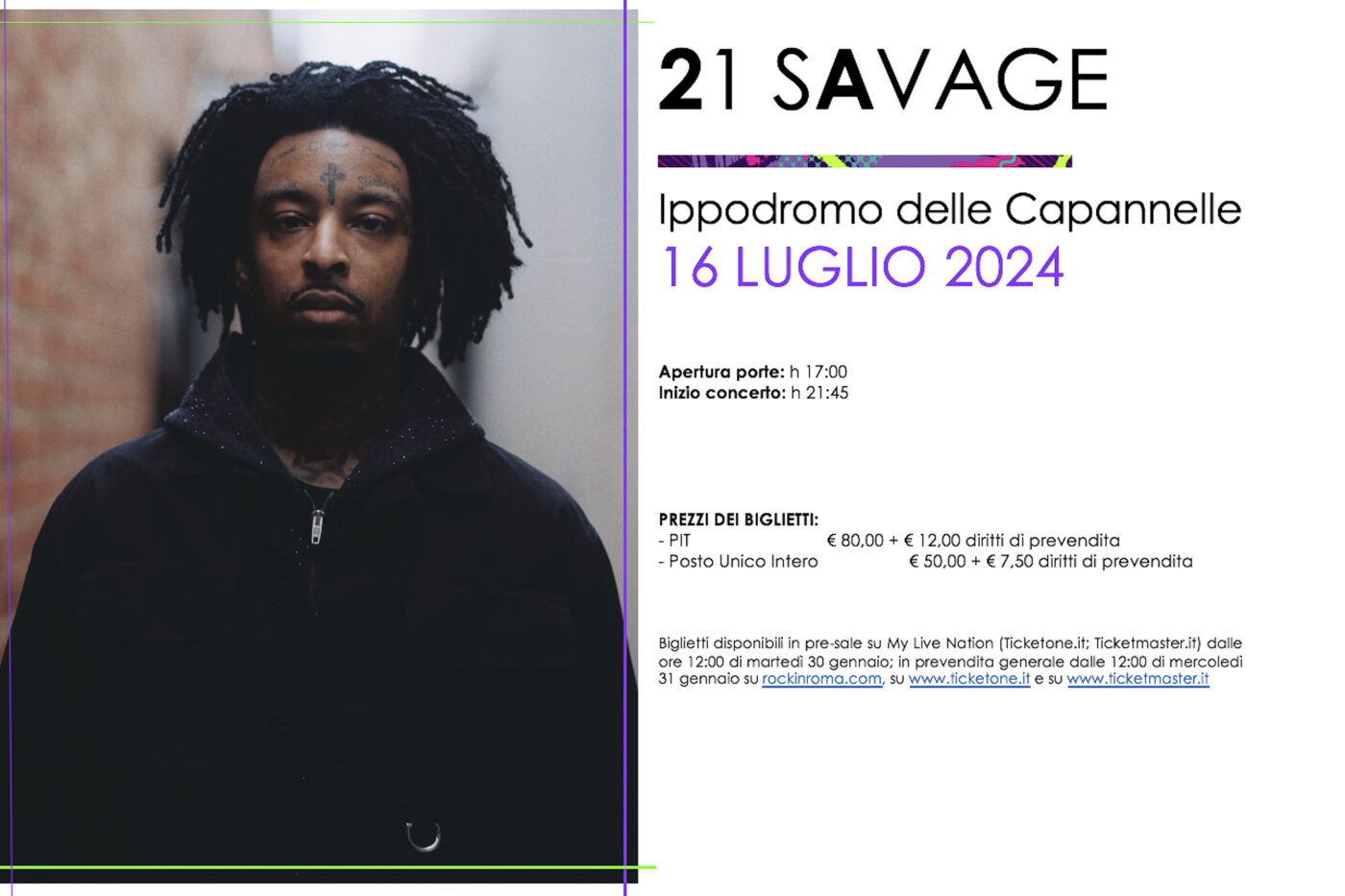 ROCK IN ROMA 2024: 21 SAVAGE live il 16 luglio 2024 all’Ippodromo delle Capannelle!