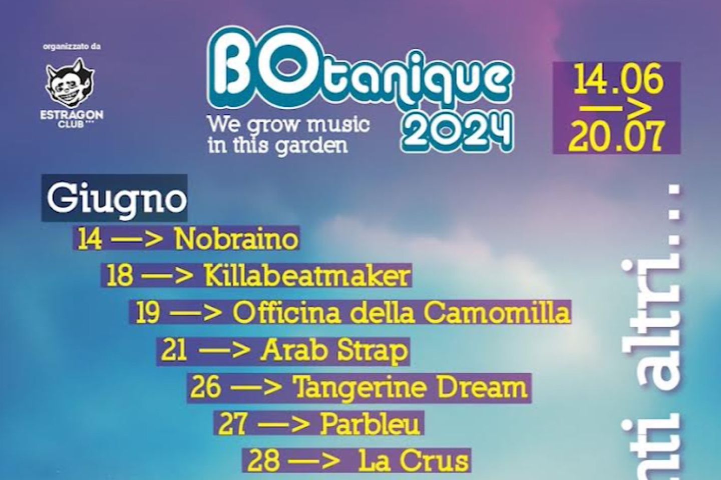 • BOtanique 2024 • dal 14 giugno al 20 luglio un’estate di musica nei giardini di via Filippo Re (Bologna)