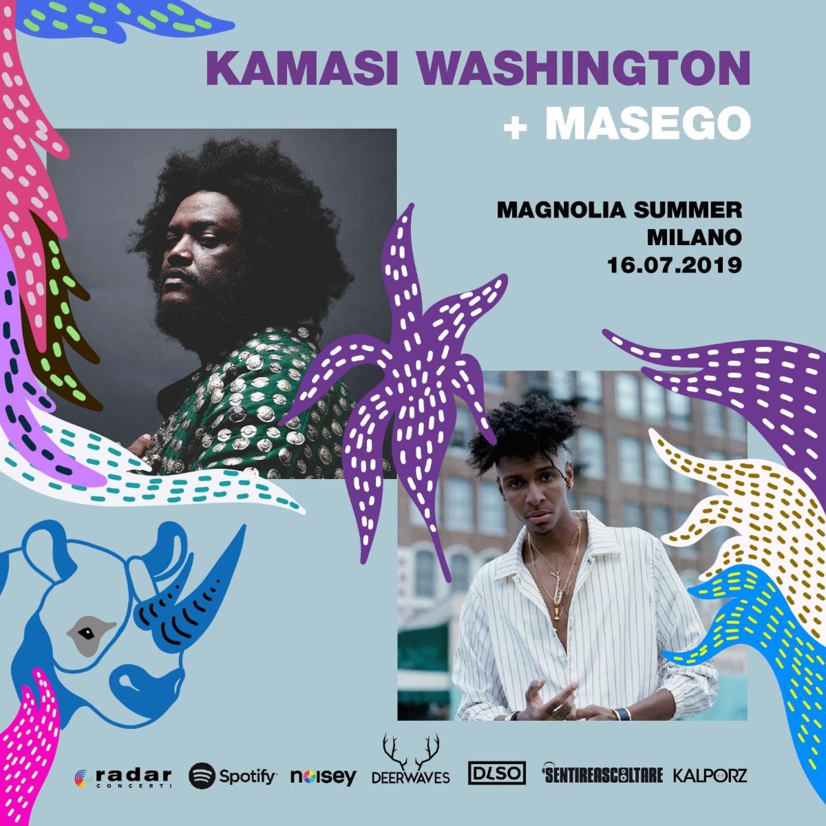 KAMASI WASHINGTON &  MASEGO in concerto a Luglio al Circolo Magnolia di Milano